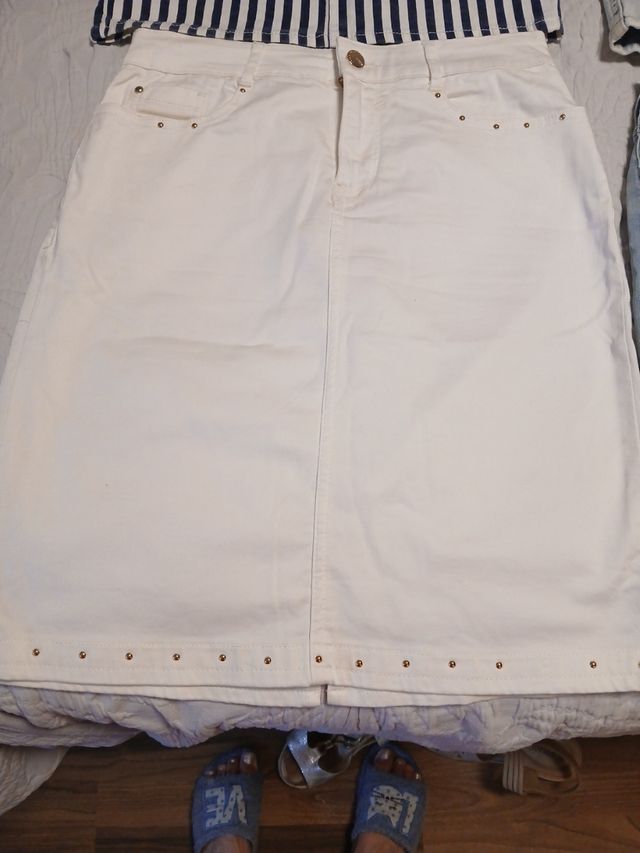 4 Faldas Mujer T-36: Azul, Blanco