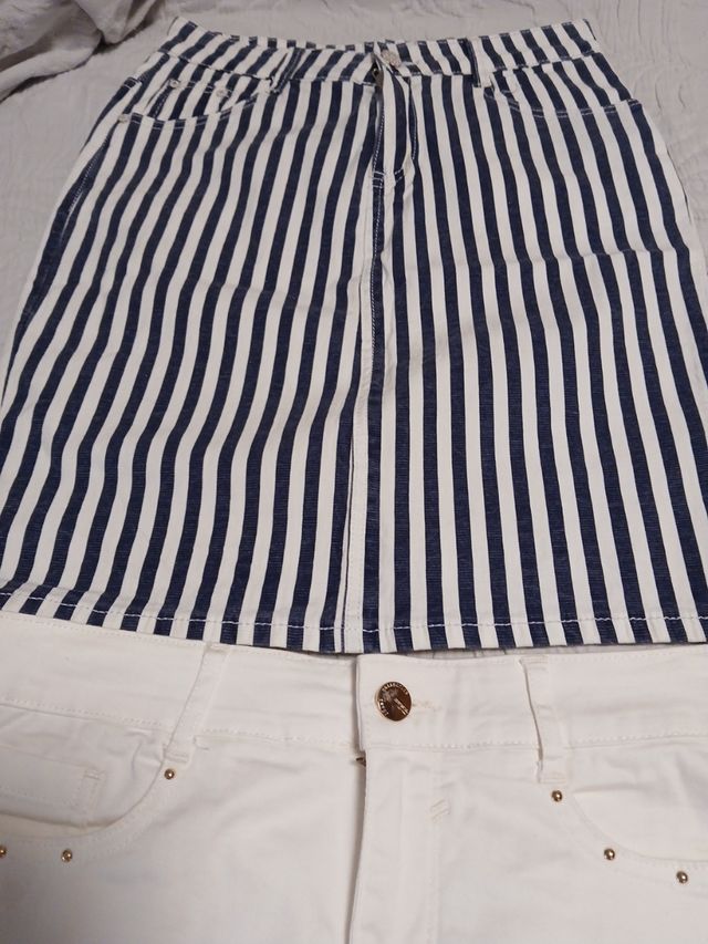 4 Faldas Mujer T-36: Azul, Blanco