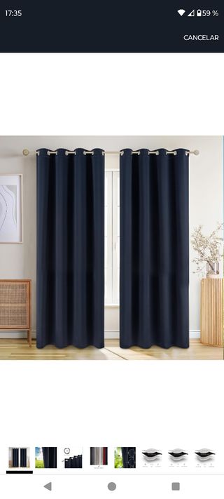 Cortinas opacas azules: 2 grandes y 2 pequeñas