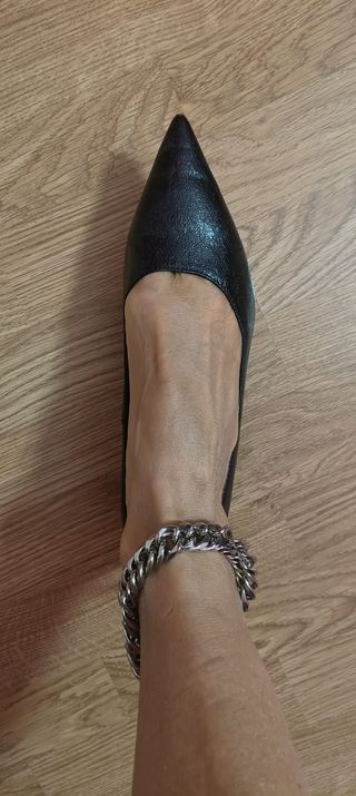 Tacones negros Zara -  Cadena plata - Seminuevo
