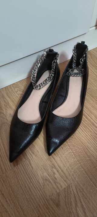 Tacones negros Zara -  Cadena plata - Seminuevo