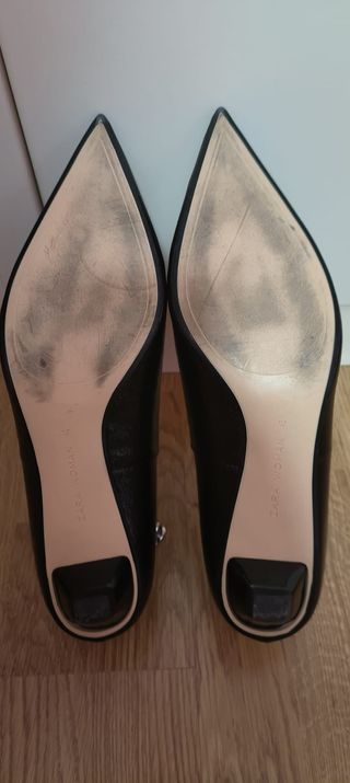 Tacones negros Zara -  Cadena plata - Seminuevo