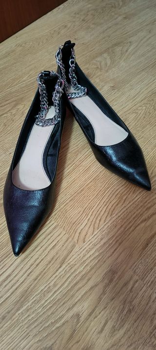 Tacones negros Zara -  Cadena plata - Seminuevo