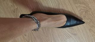 Tacones negros Zara -  Cadena plata - Seminuevo