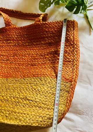 BOLSO CAPAZO DE RAFIA MARRON-NARANJA OFERTA SEMANA
