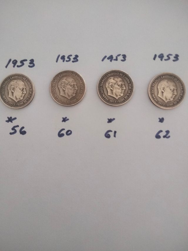 4 Monedas Peseta España 1953
