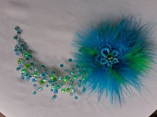Tocado azul-verde boda, evento, fiesta