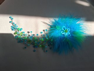 Tocado azul-verde boda, evento, fiesta