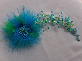 Tocado azul-verde boda, evento, fiesta