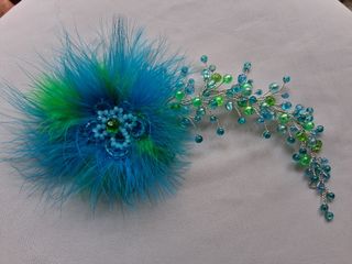 Tocado azul-verde boda, evento, fiesta