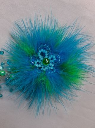 Tocado azul-verde boda, evento, fiesta