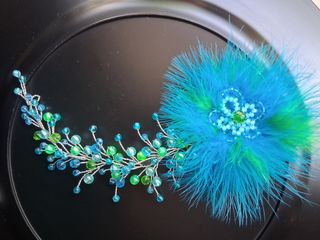 Tocado azul-verde boda, evento, fiesta
