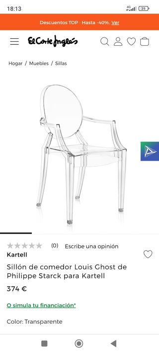 4 Sillas Kartell Louis Ghost Philippe Starck