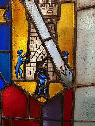 Puerta madera maciza vidriera