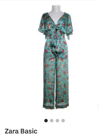 Mono flores ZARA talla M verde 