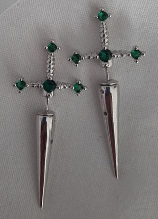 Pendientes espada | Plata y verde