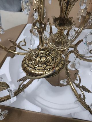 Lampara techo dorada cristal