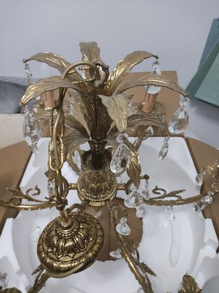 Lampara techo dorada cristal