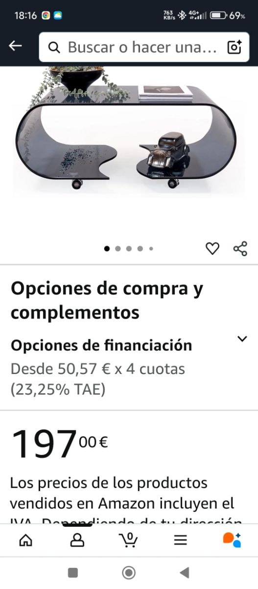 Mesa centro cristal negro 90x50x38