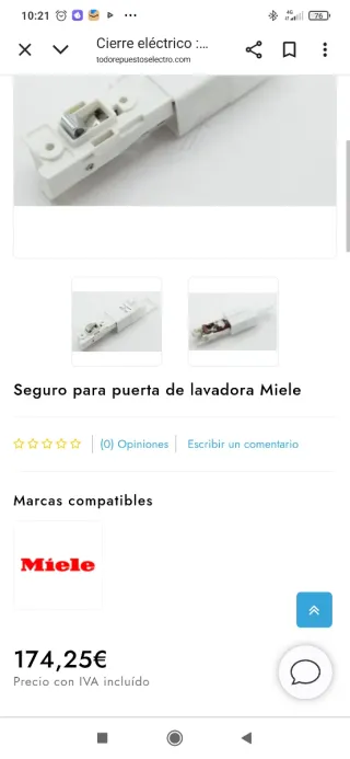 Cierre electromagnético lavadora Miele