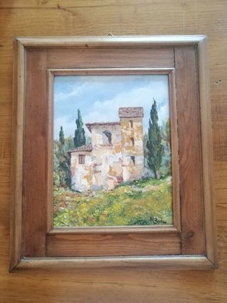 Quadro olio su legno - paesaggio toscano