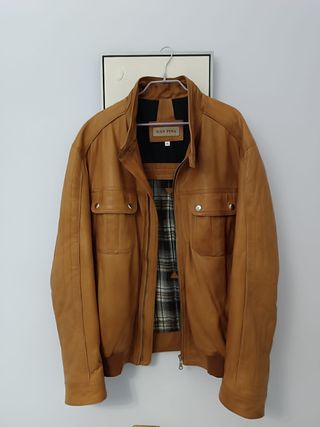 Cazadora cuero marrón XL