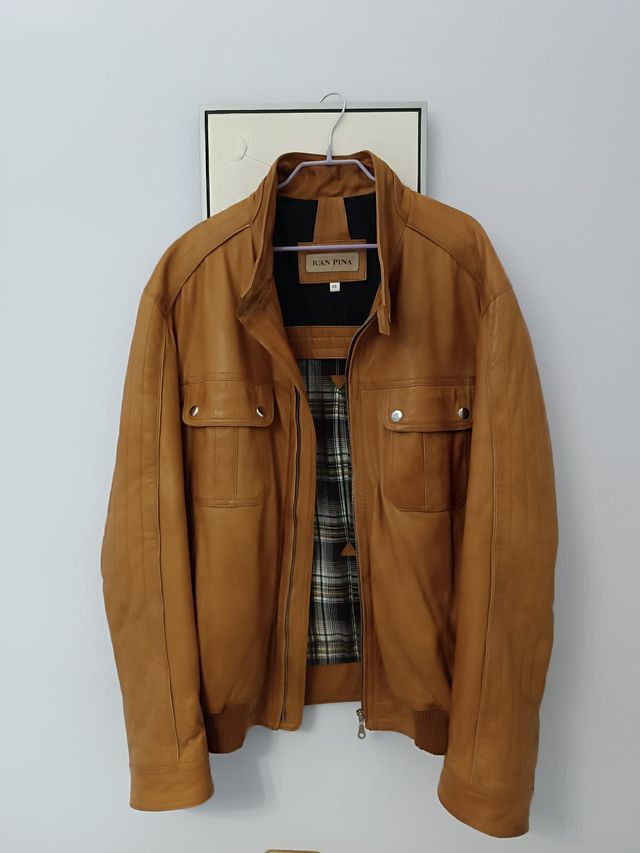 Cazadora cuero marrón XL