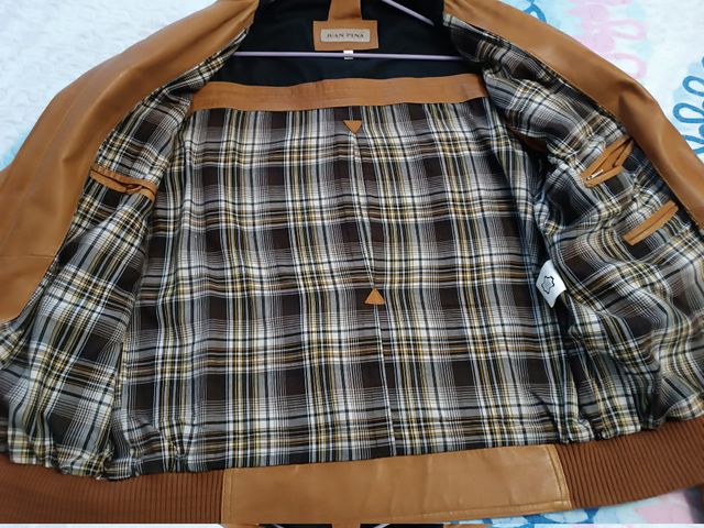 Cazadora cuero marrón XL