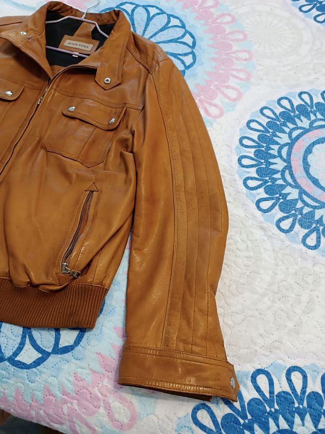 Cazadora cuero marrón XL