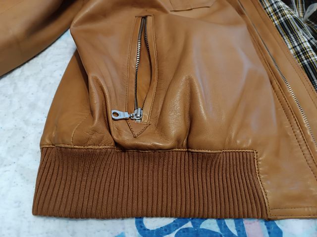 Cazadora cuero marrón XL