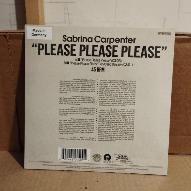 Sabrina Carpenter - Please Please Please 7" vinilo