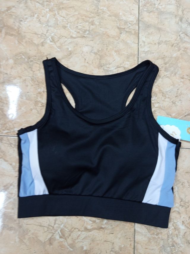 Top deportivo negro y azul - Talla L