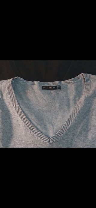 Jersey Zara gris M - Cuello pico