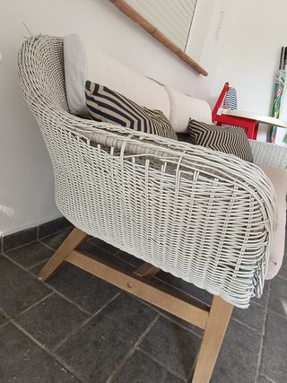 Sofá mimbre blanco - Exterior