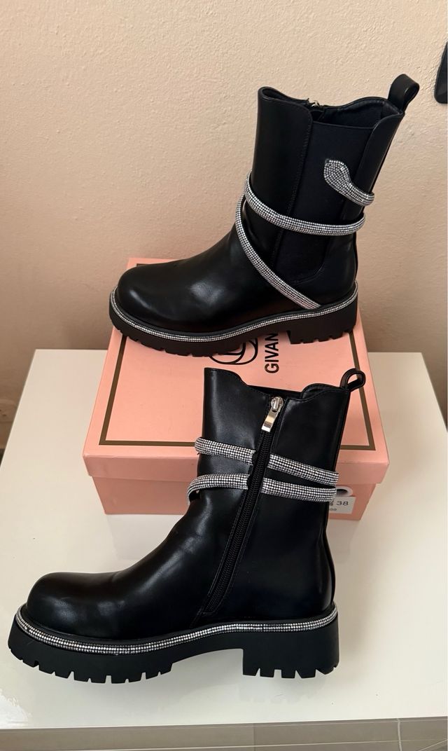 Stivaletti neri con strass - Tg 38