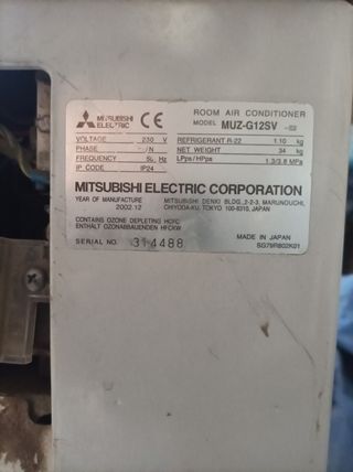 Aire acondicionado Mitsubishi MSZ-G12SV Inverter