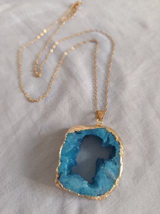 Collar ágata azul dorada