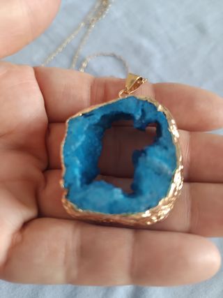 Collar ágata azul dorada