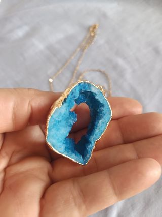 Collar ágata azul dorada