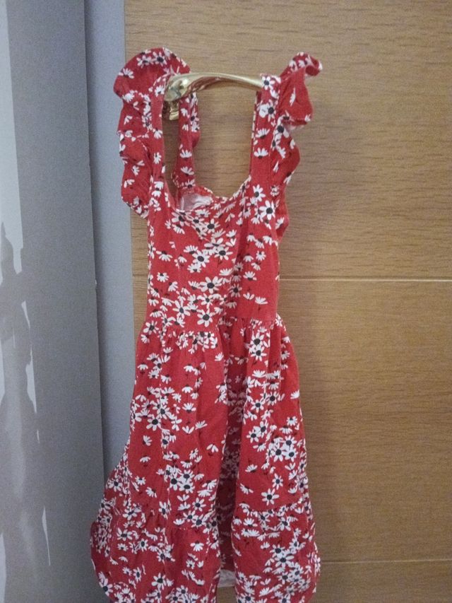 Vestido niña flores rojo
