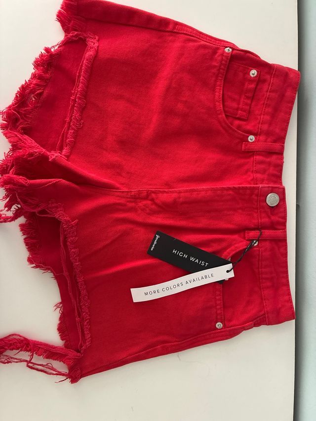 Shorts vaqueros rojos - cintura alta