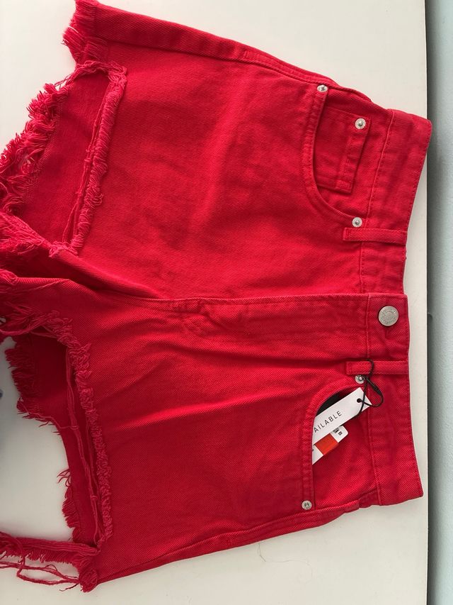 Shorts vaqueros rojos - cintura alta