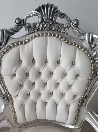 Silla Barroco Plata-Blanco