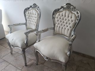 Silla Barroco Plata-Blanco
