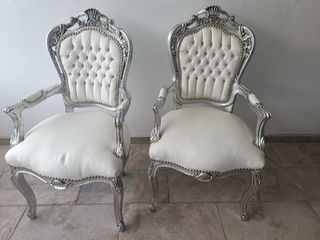 Silla Barroco Plata-Blanco