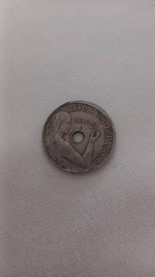 2 Monedas España 1934 - 25 Céntimos