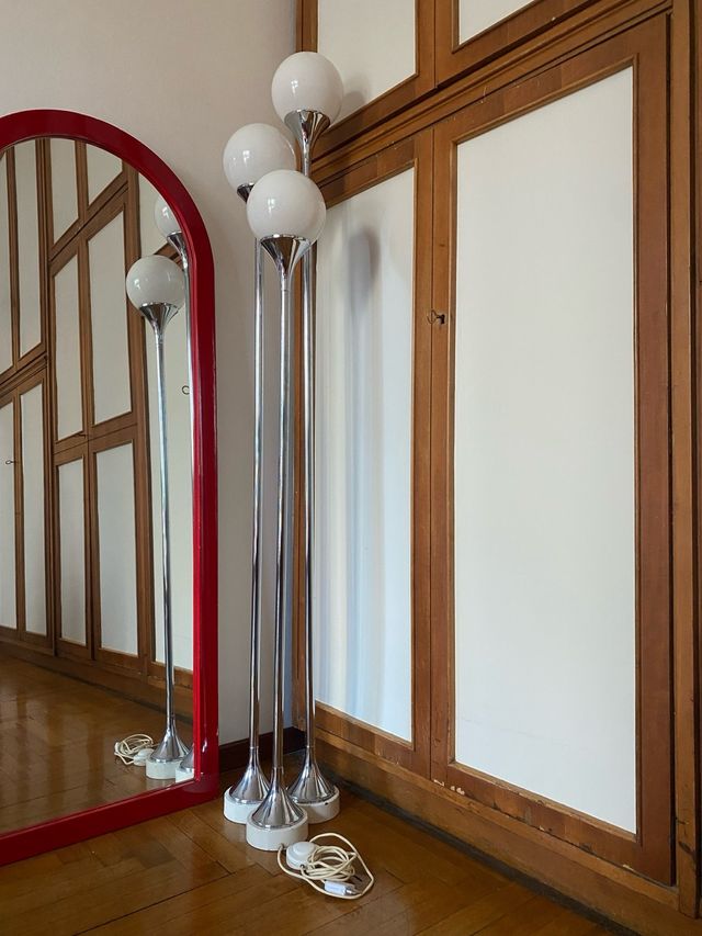 Lampada da terra in metallo e vetro stile Targetti