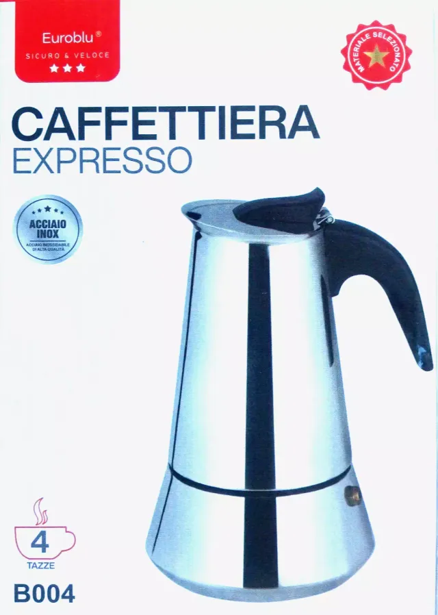 Caffettiera 4 Tazze In Acciaio Inox Moka Caffè