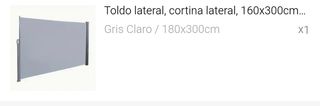 Toldo lateral gris 180x300cm