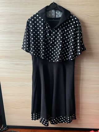 Vestido años 50 negro lunares XL